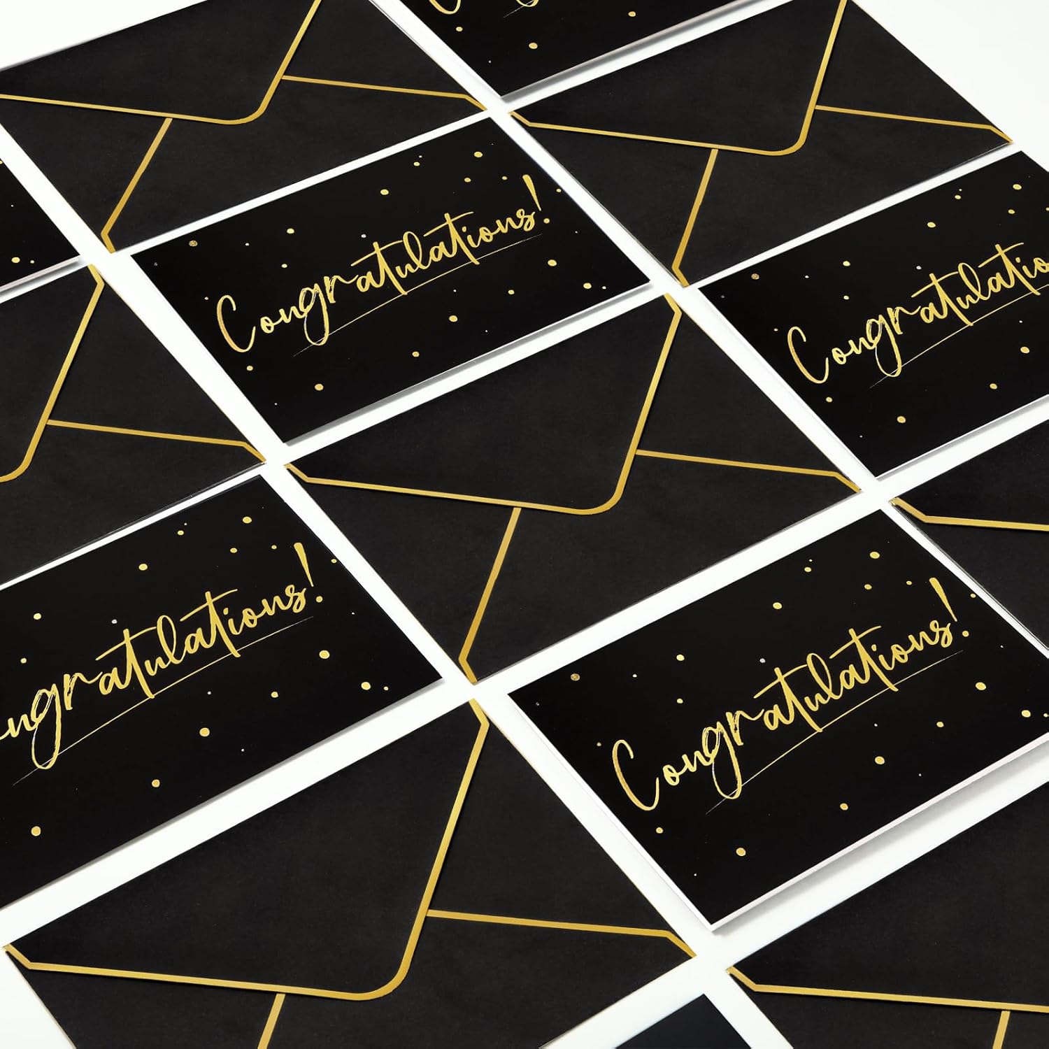 100 Pack Congratulations Cards with Envelopes All Occasion Congrats Greeting Card for Engagement,Business,Baby Shower,Wedding Graduation Party, 4 x 6 In(Black)