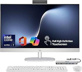 HP 27” FHD Touchscreen All-in-One – Everything to Just Work, Intel Core Ultra 7 155U, 16GB DDR5, 1TB SSD, Free Web Office, HDMI &amp; Ethernet, Windows 11 Pro, USB-C Docking Station Included