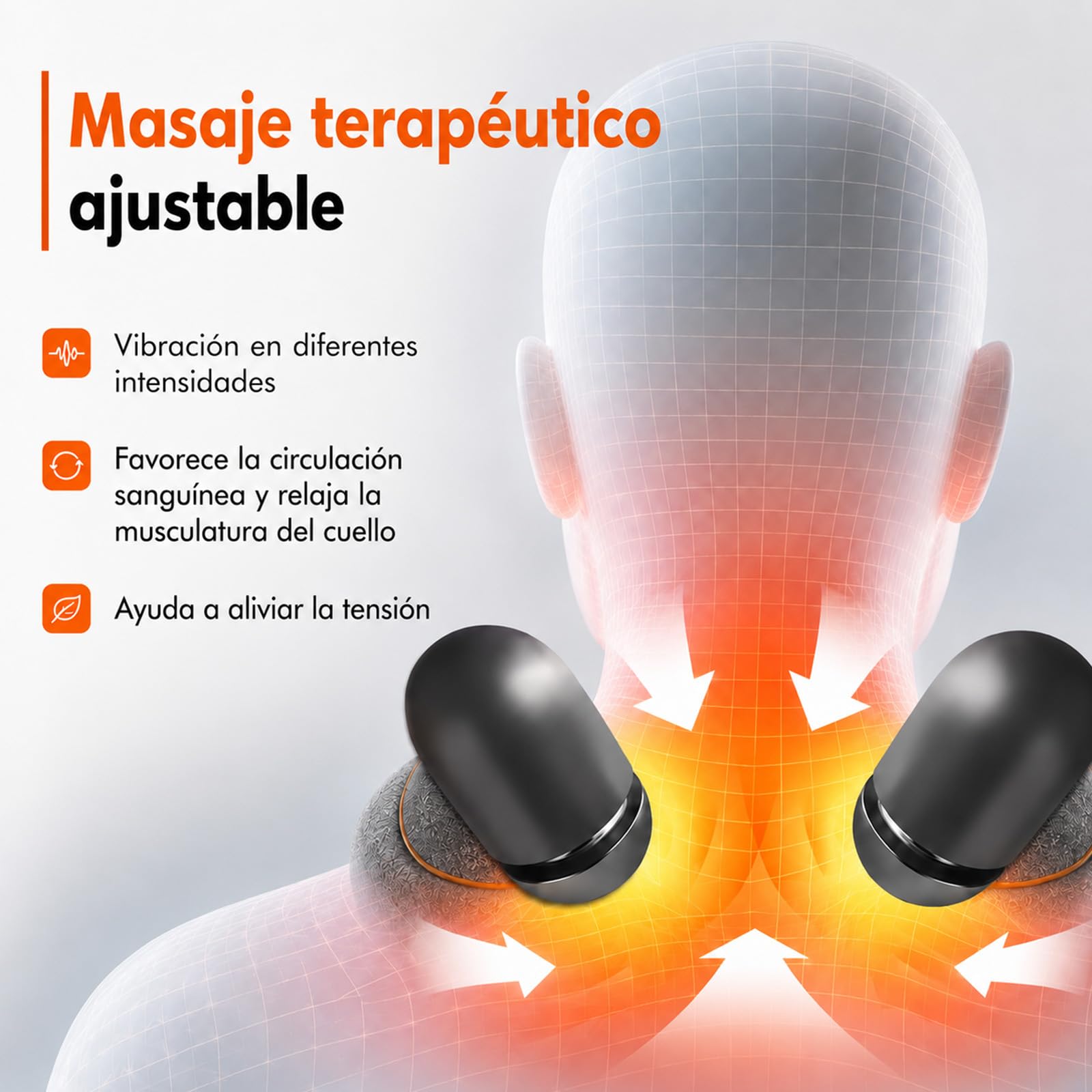 Cerviflex Almohada Cervical, Cerviflex Almohada Cervical Masaje 3 en 1, Masajeadora con Calor, Cervicales y Cuello con Vibración, Elevación Ajustable y 3 Modos (Gris)