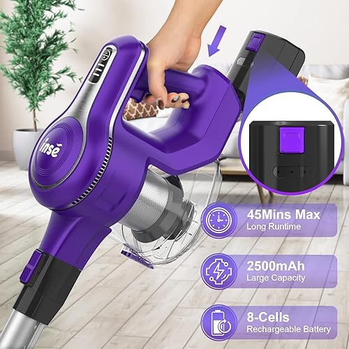 Miniatura 4 de INSE Motor principal de repuesto original, 28Kpa potente succión, para aspiradora inalámbrica S62 S63, morado