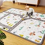 Car Portable Baby Play Mat 71 X 59 Playpen Mat Upgraded Thicken Baby Floor Play Mat Non-Slip Cushioned Crawling Mat Waterproof Activity Playmats for Babies Toddlers Infants (71X59, Letter Car)