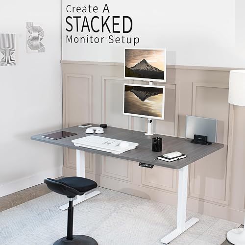Miniatura 8 de VIVO STAND-V002TW - Soporte de escritorio para monitor LCD verticalmente apilado, extra alto, resistente, ajustable, para 2 pantallas ultraanchas de