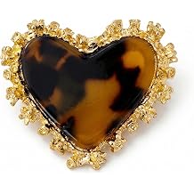 Heart Pin for Women, Vintage Gold-Edged and Brown Heart Brooch with enamel and rhinestone, Elegant Minimalist Lapel Pin Accessories for Daily Wear, Dating, Wedding Prom