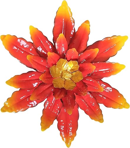 JFRISING Decoración artística de pared de flores de metal de 13.5 pulgadas, placa para colgar en interiores y exteriores, para baño, sala de estar, JFRISING Decoración artística de pared de flores de metal de 13.5 pulgadas, placa para colgar en interiores y exteriores, para baño, sala de estar,