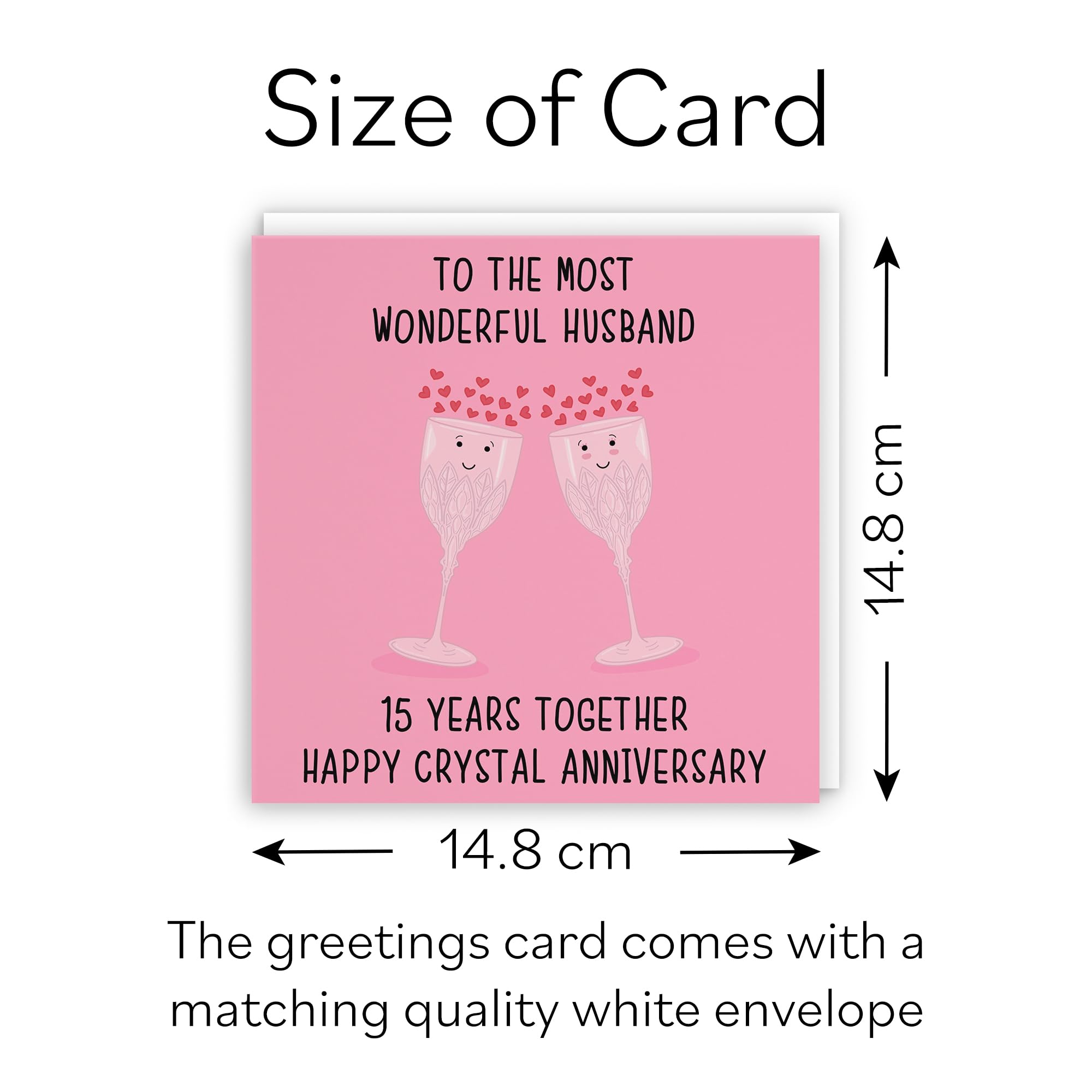 Hunts England, Husband 15th Anniversary Card, To The Most Wonderful Husband, 15 Years Together, Happy Crystal Anniversary - Image 4