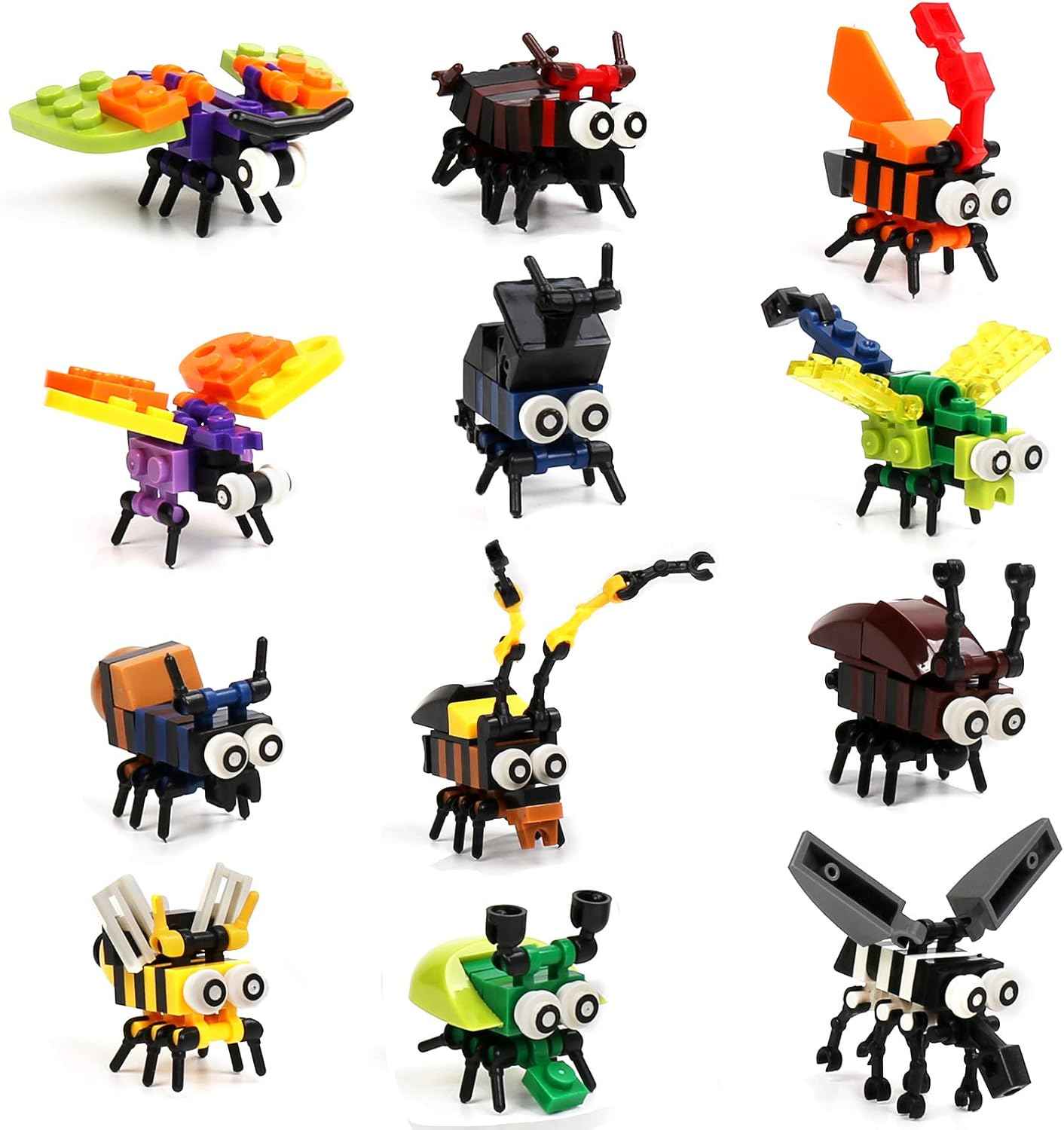 IAMGlobal 12 Mini Animal Building Blocks Toy Set, Animals Figures Stem Toys, Party Supplies Gifts Party Favor for Kids, Goodie Bags, Birthday, Carnival Prizes (A) : Toys & Games