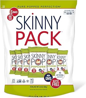 SkinnyPop Popcorn, Gluten Free, Dairy Free, Non-GMO, Healthy Snacks, Skinny Pop Original Popcorn Snack Packs, 0.65oz Indiv...