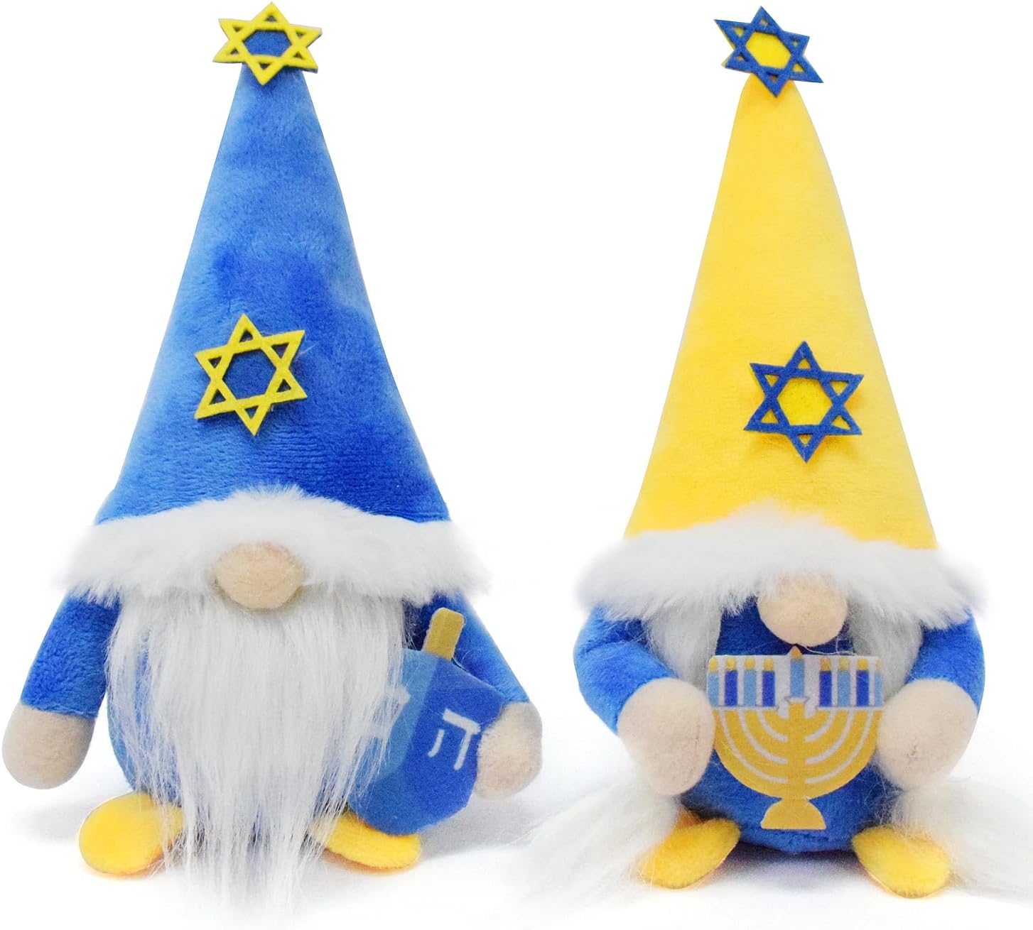 2 Pcs Hanukkah Gnomes Plush Decorations Handmade Chanukah Swedish Tomte Doll Jewish Menorah Dreidel Gnome Figurine for Home Office Table Tiered Tray Decor