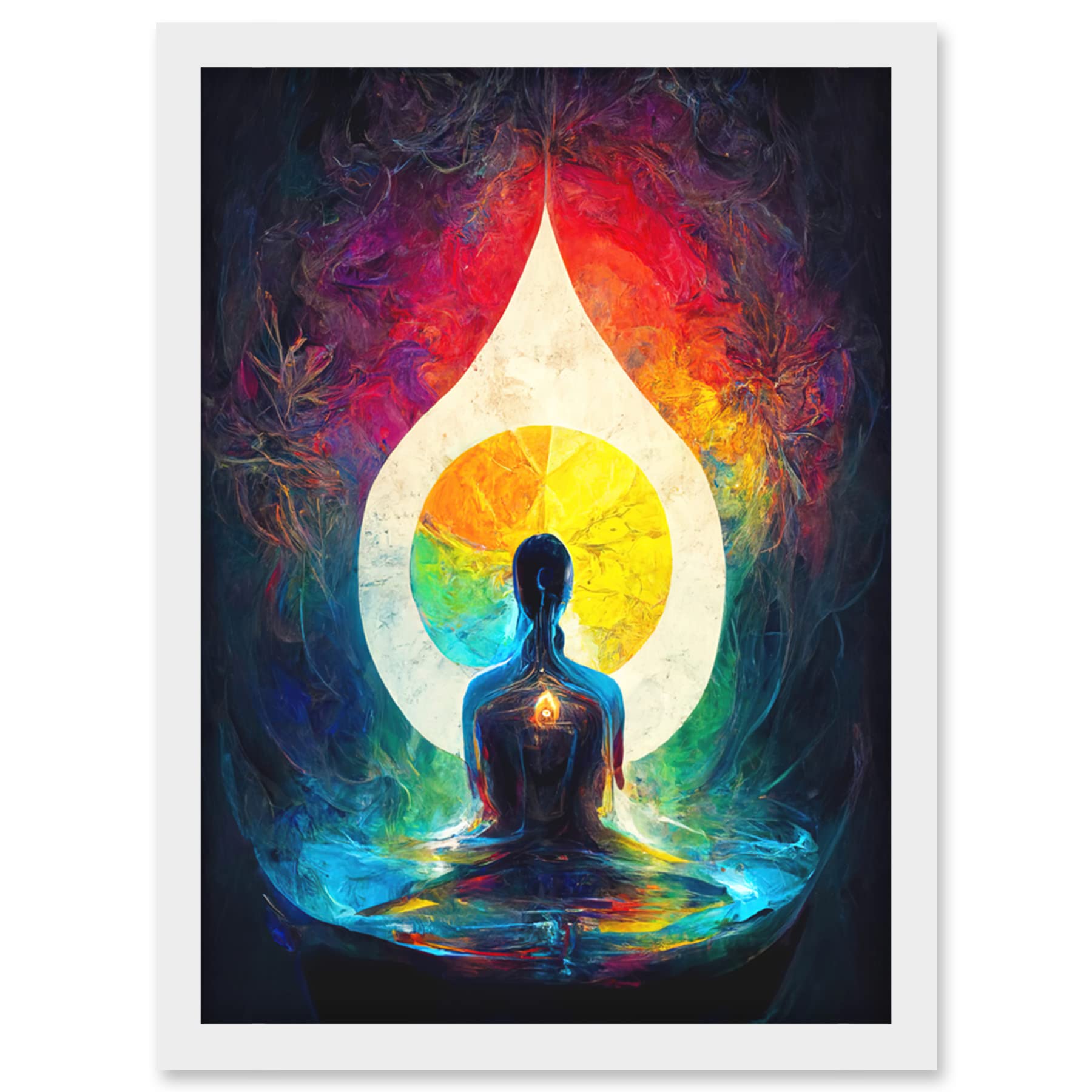 Artery8 7 Chakra Meditation Energy Rainbow Relaxation Framed Wall Art Print A4