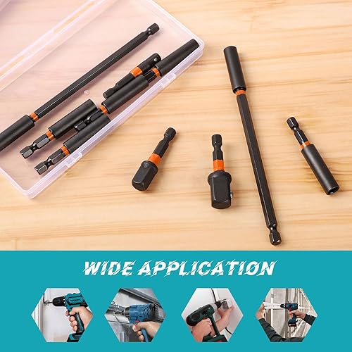 Vista 3 de Juego de 10 adaptadores de puntas de destornillador de impacto, 5 soportes magnéticos fuertes para puntas de destornillador de extensión de 2.4