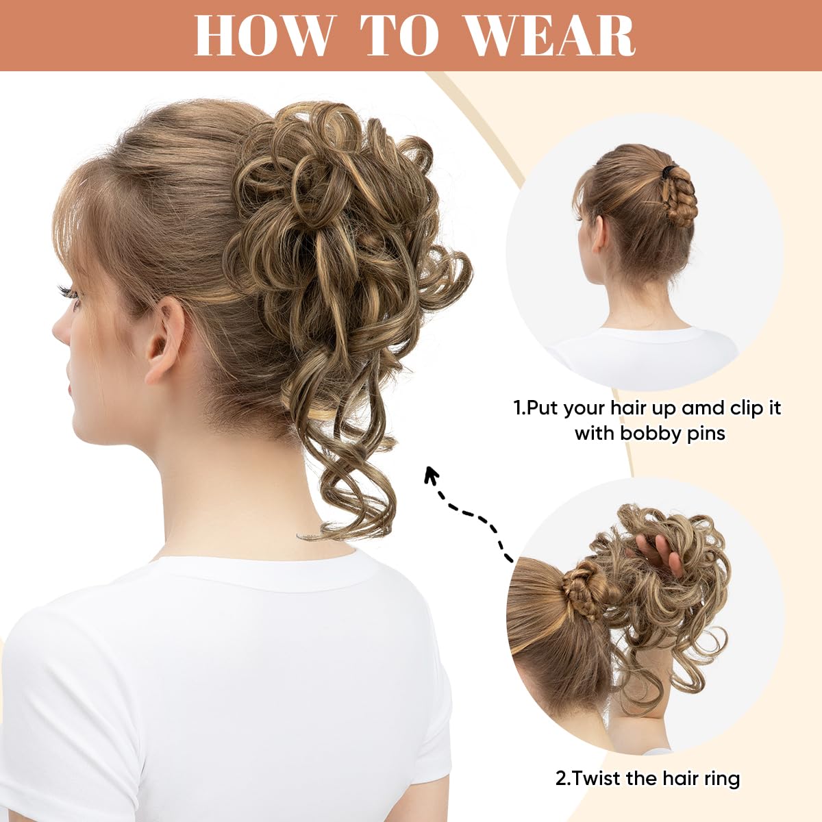 2PCS Messy Bun Hair Pieces Synthetic Wavy Curly Updo for Women Ash Grey Amazon.com : SARLA 2PCS Grey Messy Bun Hair Pieces for Women  main image 3