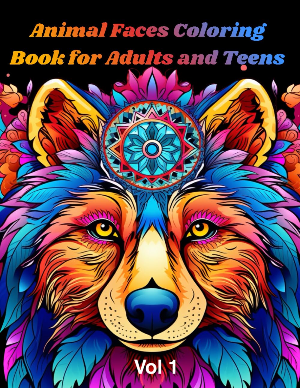 Animal Faces Coloring Book for Adults and Teens: Relaxing and Detailed Lion, Dog