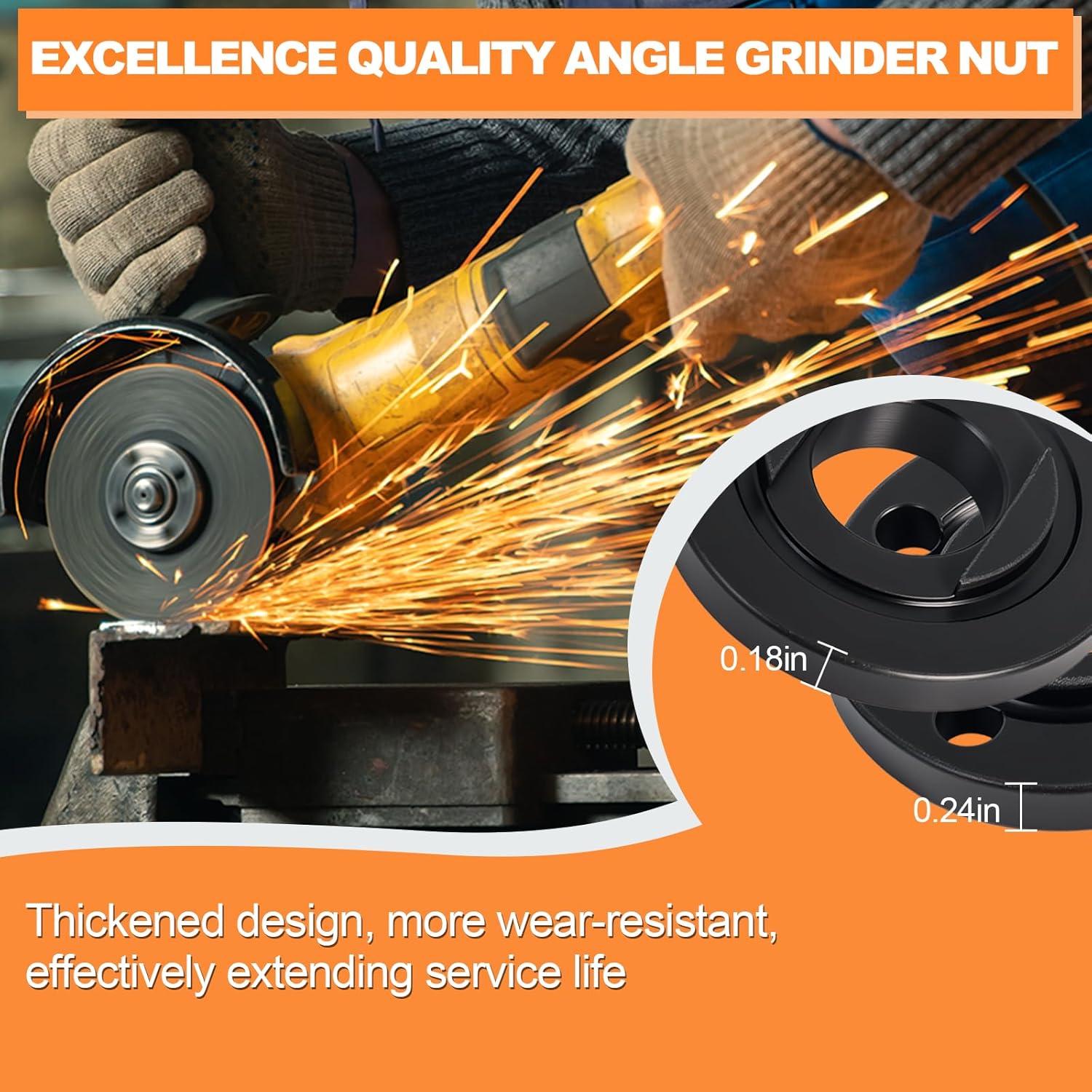 Podoy Angle Grinder Outer Lock Nut 5/8-11 Metal Flange Nut Compatible with DeWalt Milwaukee Makita Bosch Ryobi Black & Decker Fits 4.5" 5" Grinders Parts (3 Pack)