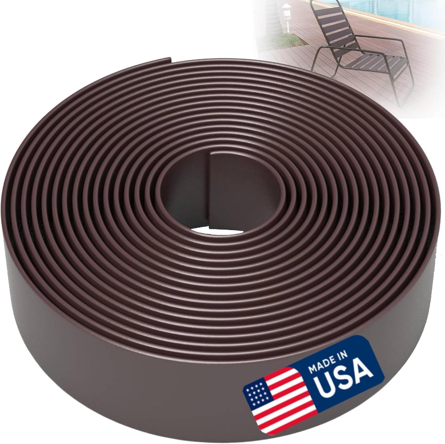 2 Inch Wide, 20ft Long Vinyl Strap - Replacement Straps for Patio Chairs - Vinyl Strapping for Patio Furniture Repair - Durable Seat Repair Kit for Lawn Chairs, Outdoor Furniture (Dark Brown)
