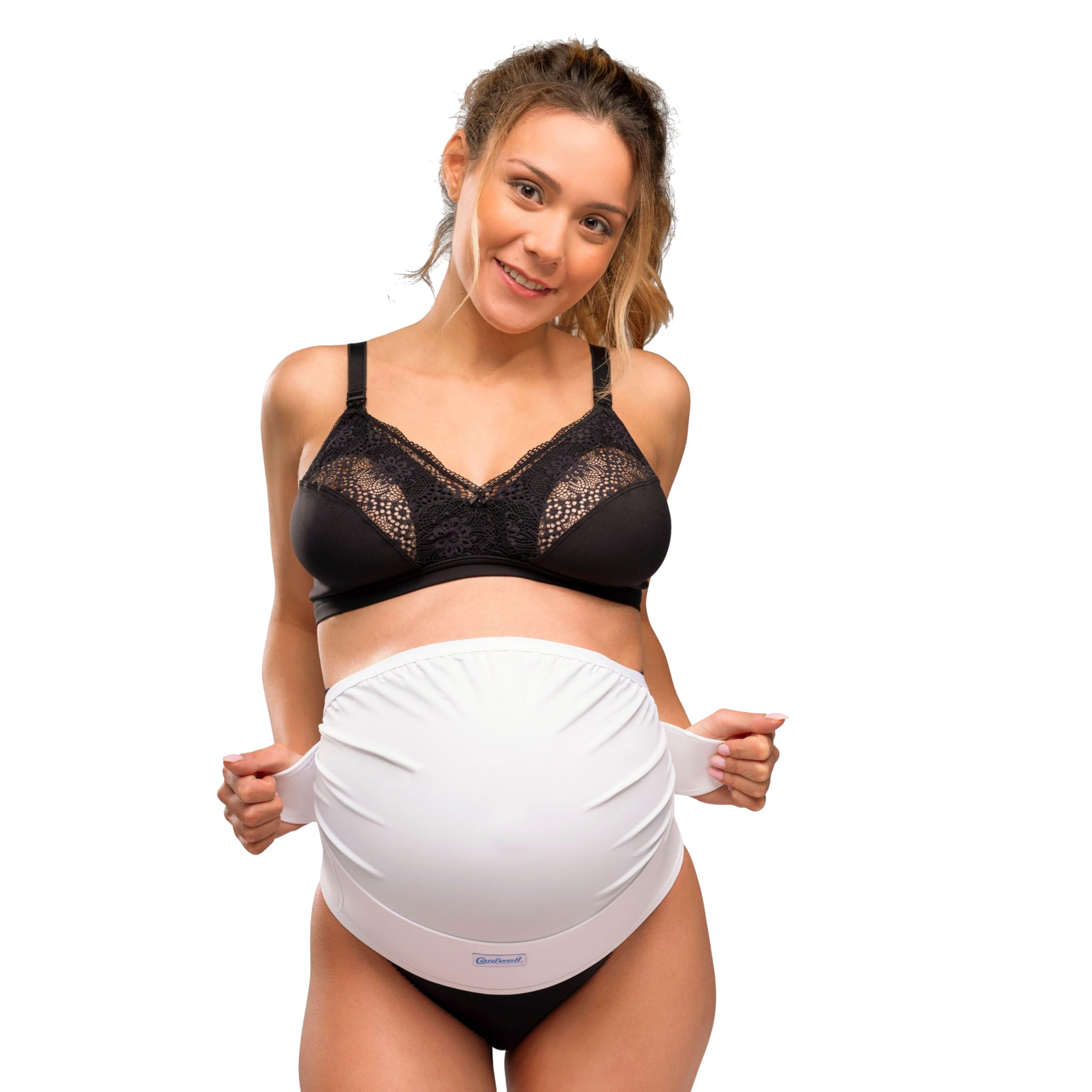 Carriwell Women's White Supportive Adjustable Pregnancy Belt, Comfortable Maternity Belt With Underbelly Support, Relieves Back Pain During Pregnancy, Breathable[White][Large/Xtra Large]