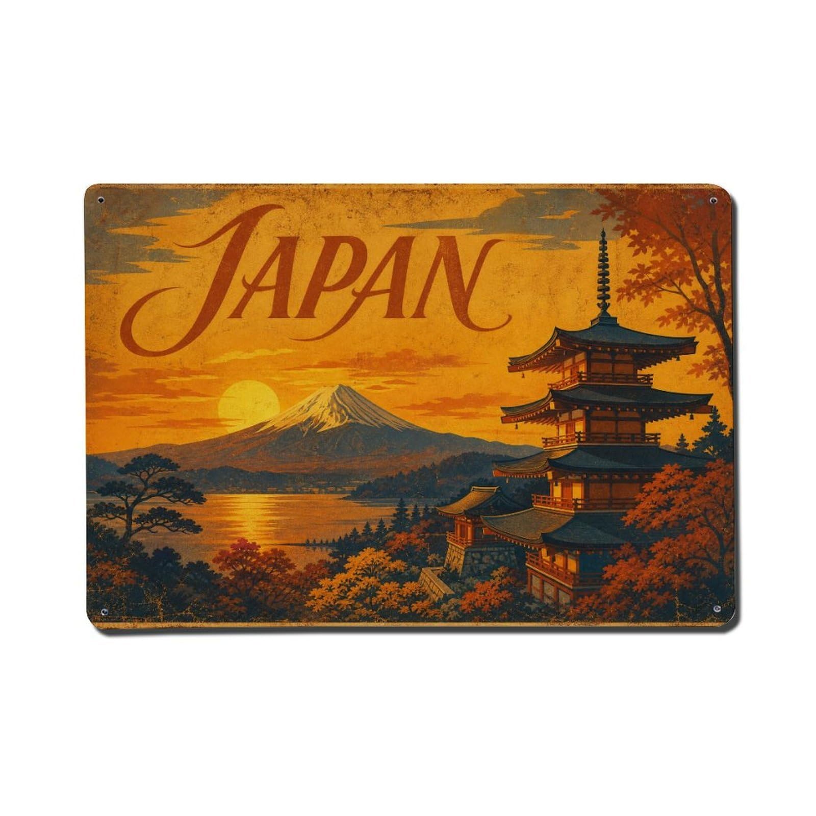 Huiyhb 8X12inch(20X30cm) Vintage Travel Japan Dusk Metal Tin Sign