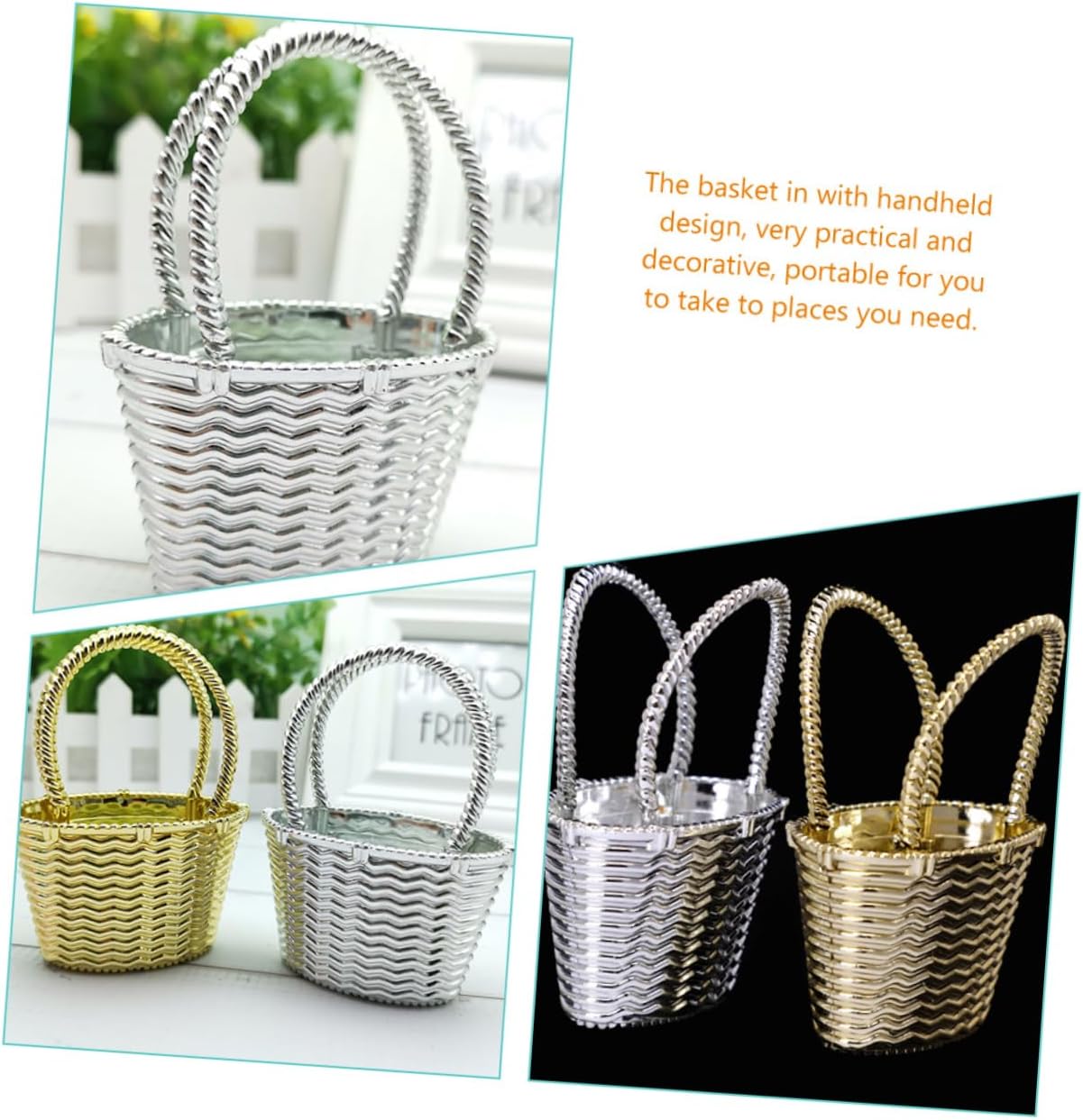 12 Pcs Handheld Candy Boxes, Small Plastic Basket Favors for Party image 4