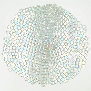 1.1lb Square Crystal Mosaic Tiles, Iridescent Mosaic Glass Tiles for Crafts, Mosaic Pieces DIY Hobbies Children Handmade Jewelry Art Decoration Gifts,525 Pieces Milky