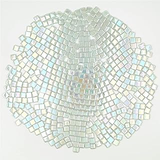 1.1lb Square Crystal Mosaic Tiles, Iridescent Mosaic Glass Tiles for Crafts, Mosaic Pieces DIY Hobbies Children Handmade Jewelry Art Decoration Gifts,525 Pieces (Milky)