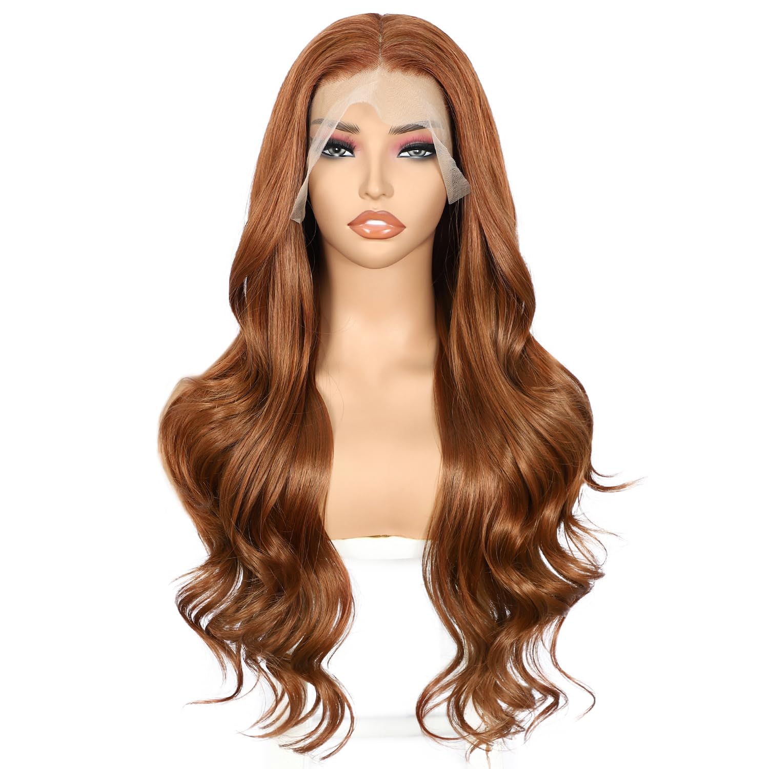 Sapphirewigs Auburn Lace Front Wig 13x4 Synthetic Body Wave Synthetic Lace Front Wigs Party Date Daily Wear Christmas Natural Looking 26 inch - Image 3