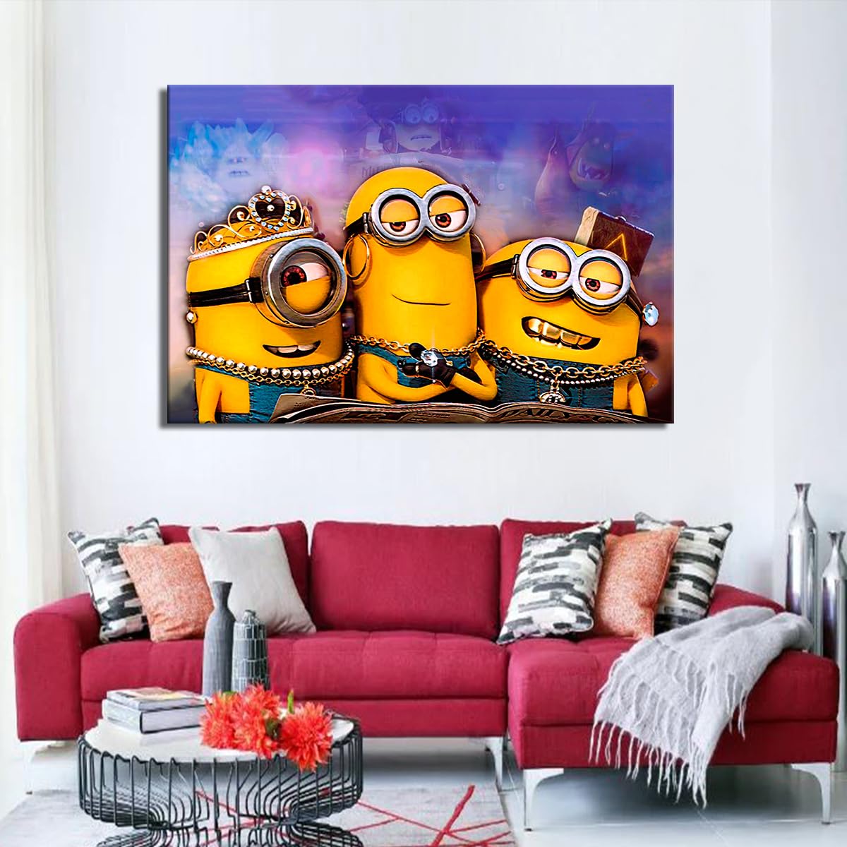 Myartstyle Leinwand Bild Minions Cartoons Film Wandbild für kinder Modern Premium Kunstdruck (100x70cm)