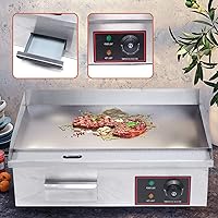 Vista 3 de Plancha eléctrica de encimera plana, parrilla comercial de acero inoxidable con control de temperatura ajustable, parrilla de restaurante