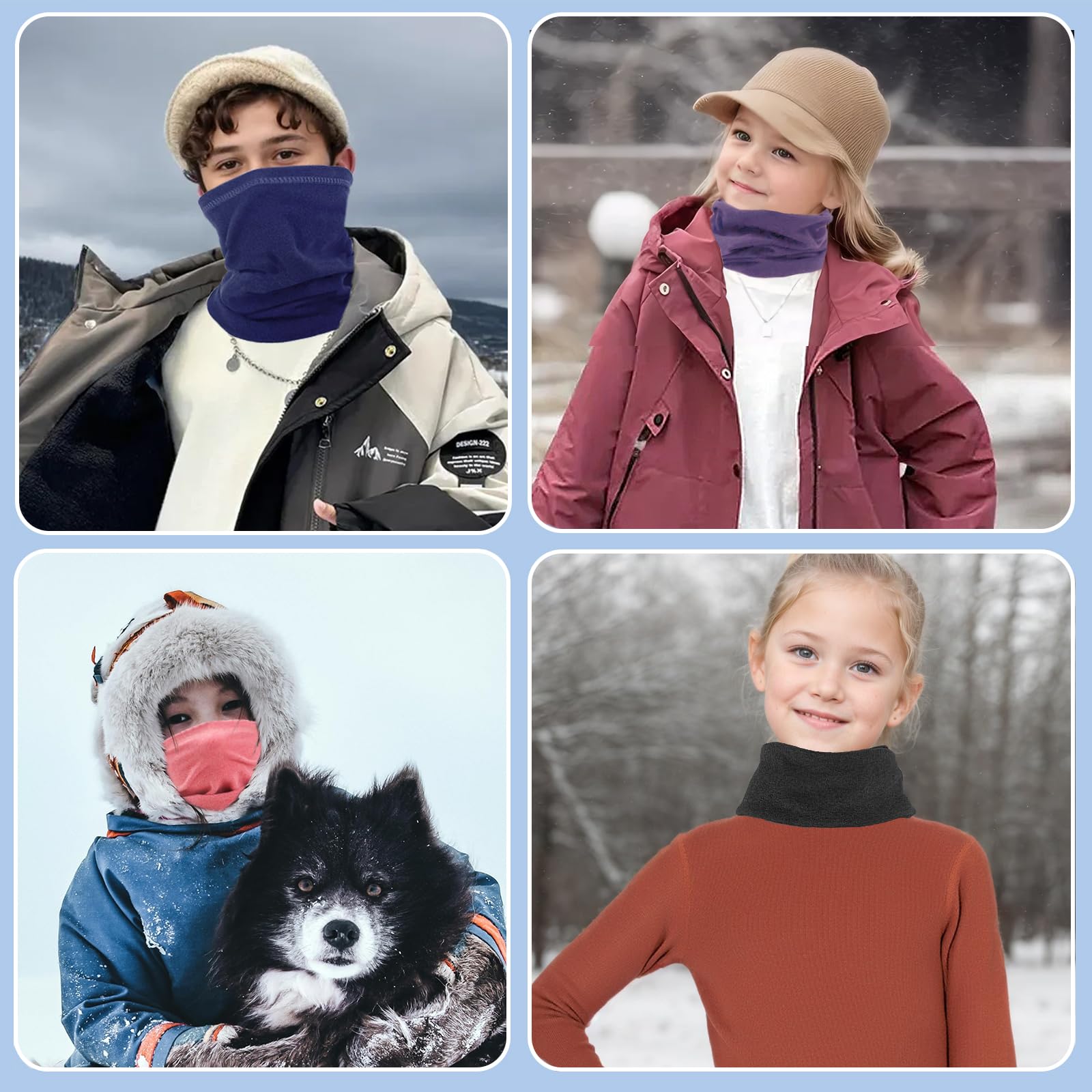 3 Piezas braga cuello Niño bufanda niña Otoño Niña Tubular para Niños Niñas Años Calentador de Cuello Al Aire Libre