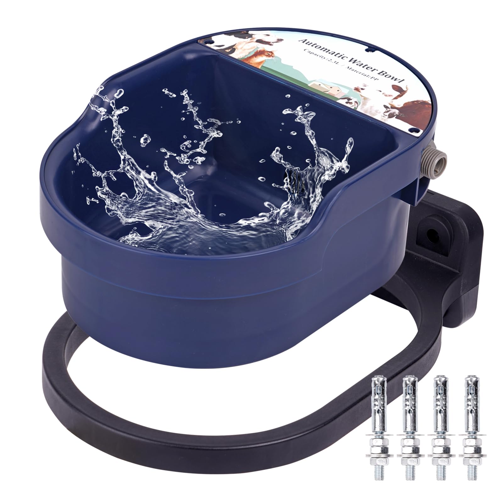 Ciotola Automatica per L'Acqua Del Bestiame con Valvola Galleggiante Regolabile In Plastica per Animali di Pecora Capra Vitello Scrofa Cane Abbeveratoio per Animali di Grandi Dimensioni (Blu)