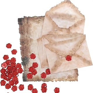 50 Set Vintage Paper and Envelopes with Wax Labels Antique Letter Writin...