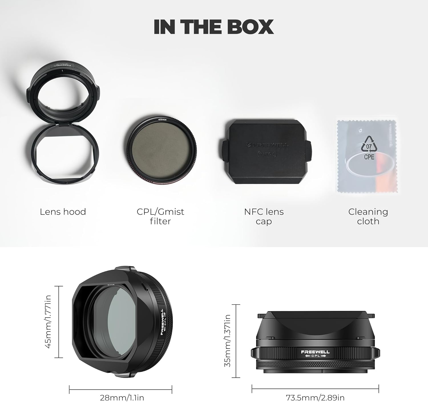 Freewell The Real Lens Hood - CPL/Mist Filter, Flipable, Touchless Operation for Sony RX1R III (Black)