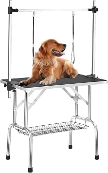 ZSQ Grooming Table for Dogs at Home, Professional Dog Grooming Table Adjustable, Folding Pet Grooming Table Portable, Black, 36"