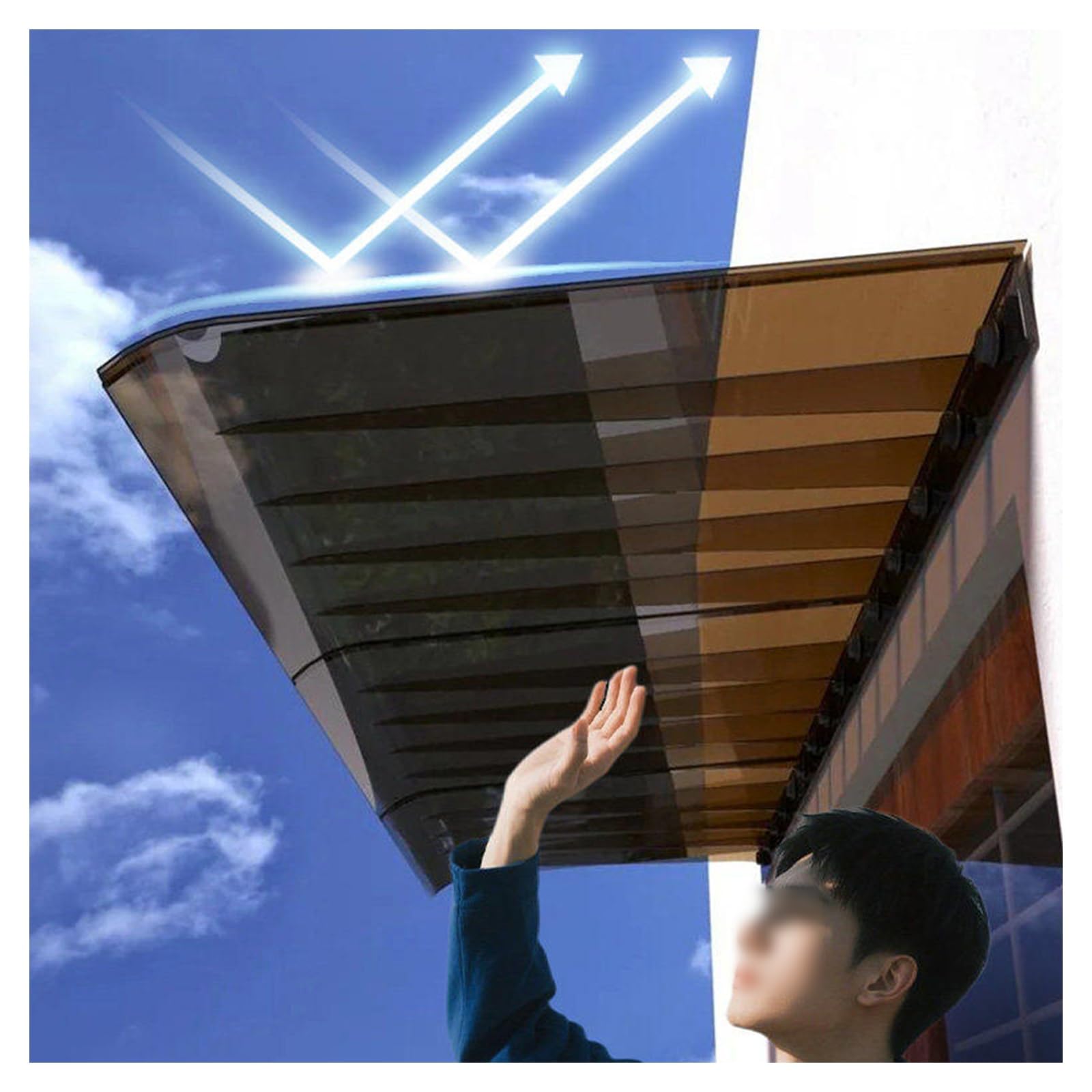 Zhengqian One Color Brown Front Door Canopy Outdoor Awning,Spliced Outdoor Overhang Canopy,Uv Protection Rain Shelter,Polycarbonate Cover For Garages,Balconies,Restaurants(W35*L50cm/W13.7*L19.6in)