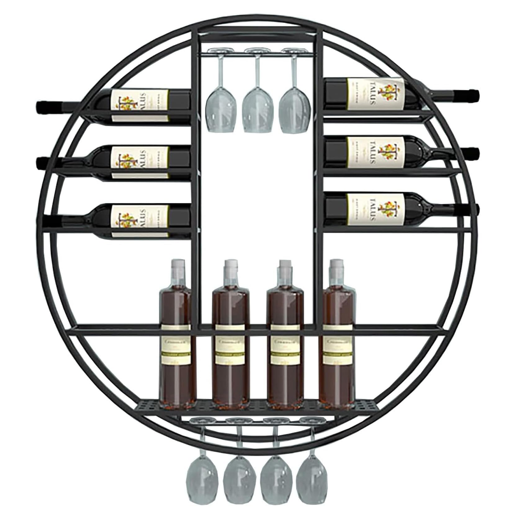 Casier à vin mural industriel avec porte-verre suspendu pour optimiser le rangement du bar