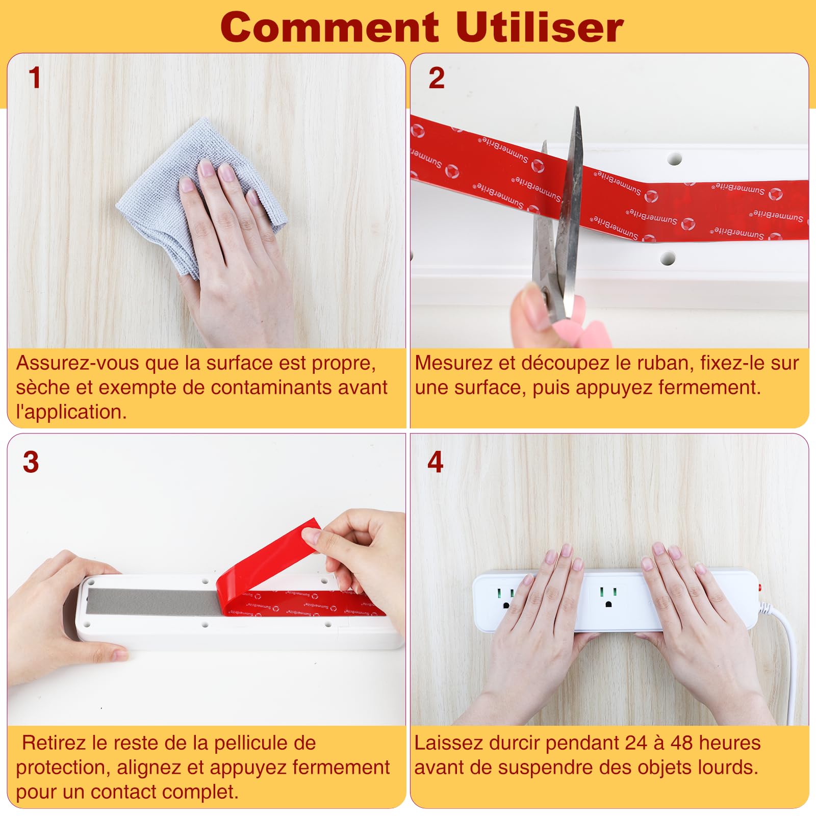 Summerbrite 2 Rouleaux Ruban Adhésif Double Face Extra Fort-25mm x 7.8m–Double Face Ruban AdhéSif Puissant, Imperméable et Résistante aux Températures Pour Fixations Auto,Bureau et Maison