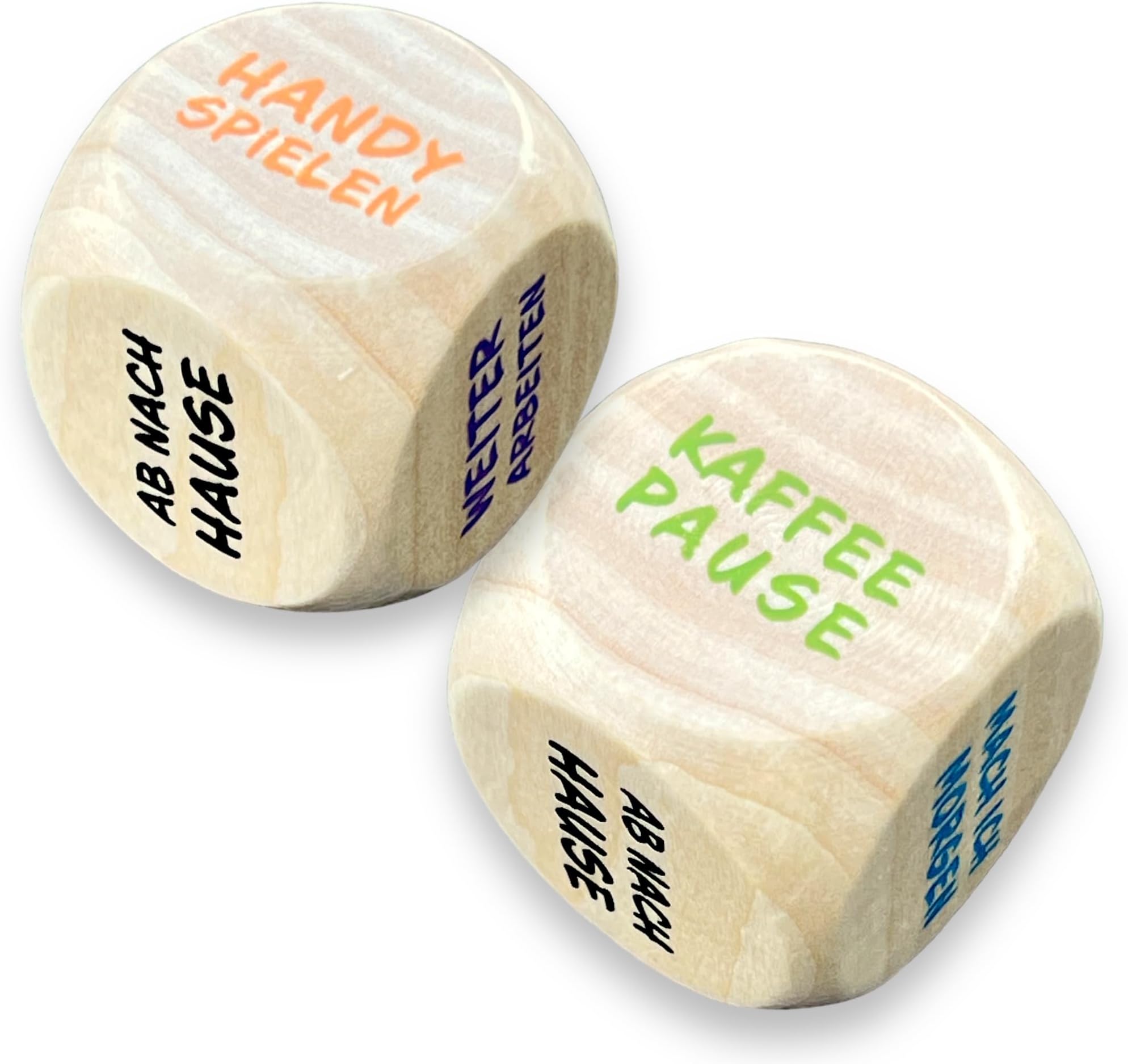 MIJOMA Wooden Decision Cube for Everyday Work, 3 x 3 x 3 cm, Quick Decisions, Colourful Sayings, Stress Relief, Coffee Break, Work Motivation, Time Management, Gift Idea, Office Toy
