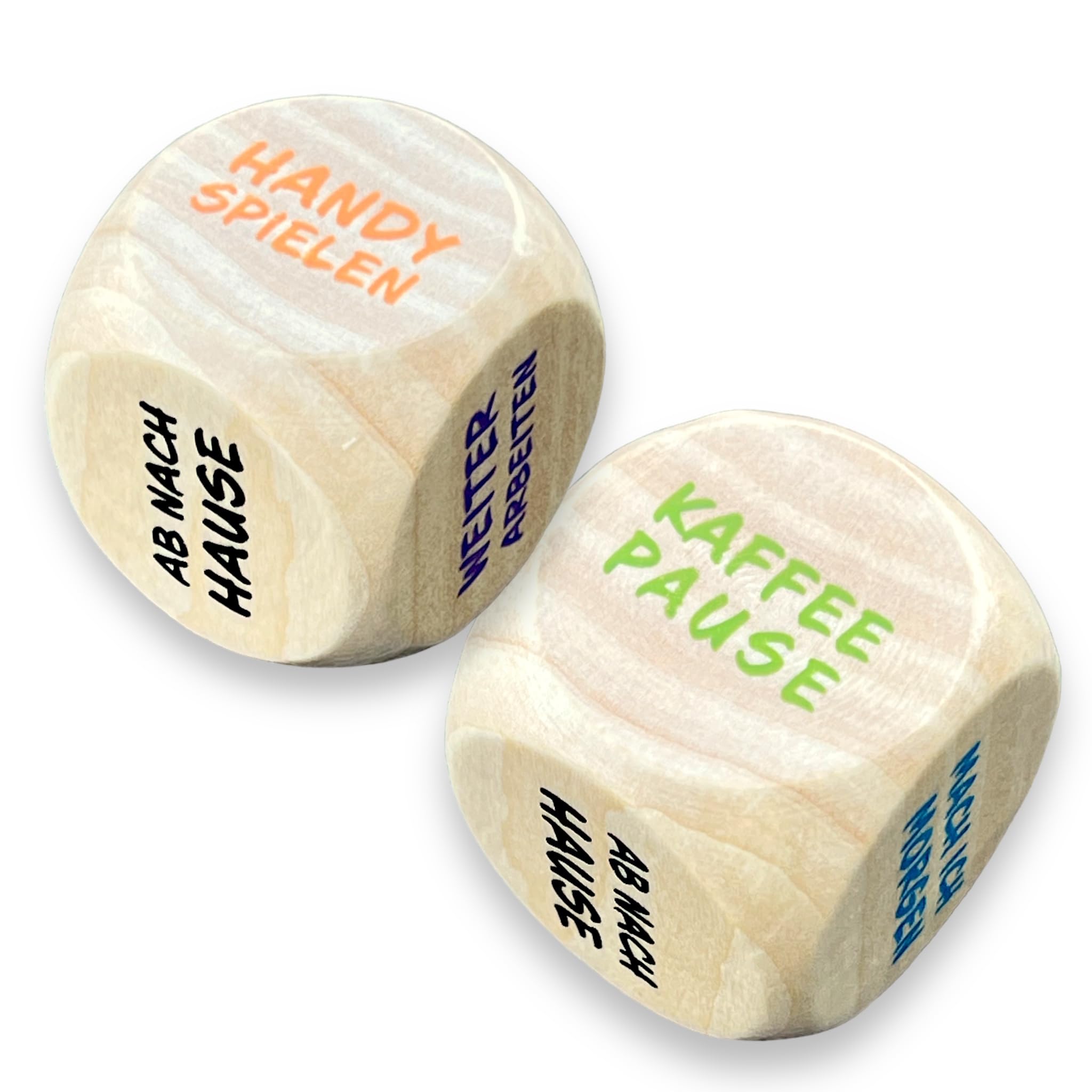 MIJOMA Wooden Decision Cube for Everyday Work, 3 x 3 x 3 cm, Quick Decisions, Colourful Sayings, Stress Relief, Coffee Break, Work Motivation, Time Management, Gift Idea, Office Toy