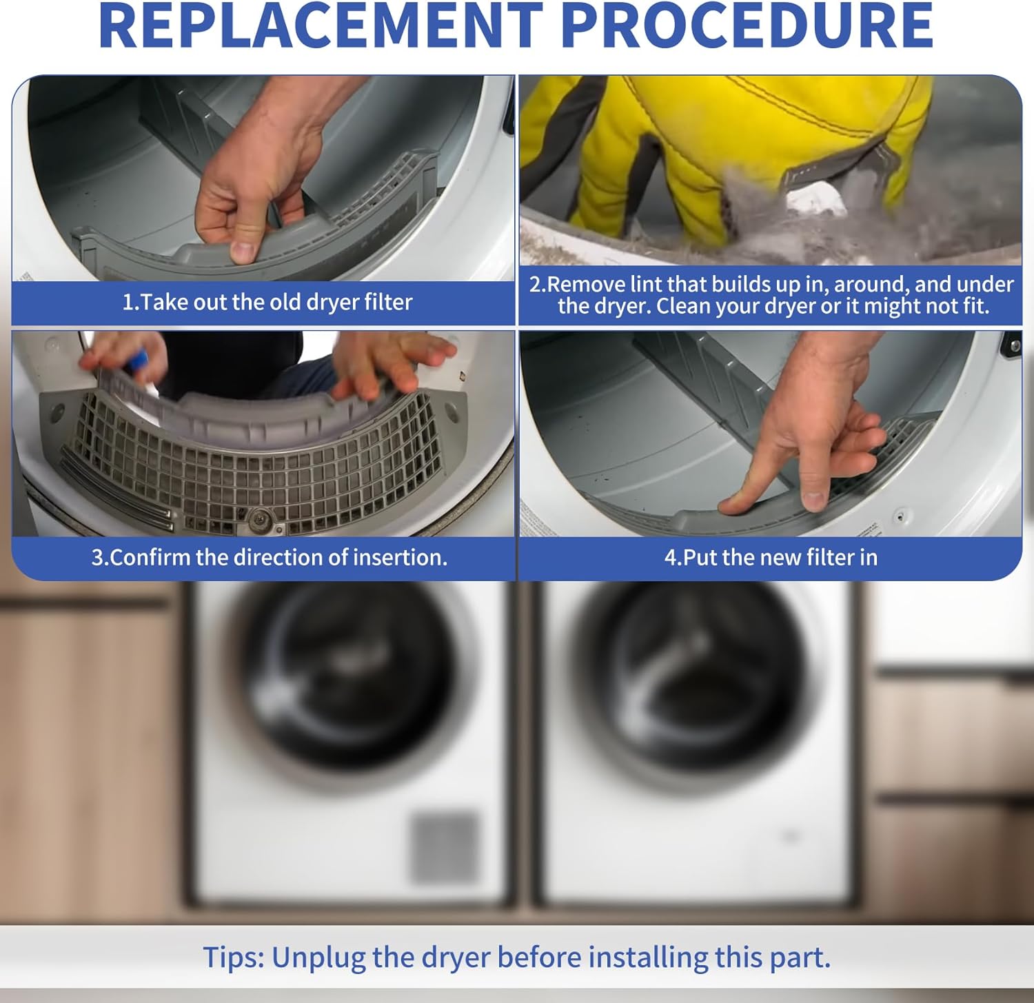 GFD55ESPR3RS GFD55ESSN0WW GFD65ESPN0SN Dryer Lint Filter Fit for GFD55ESSN2WW GFD85ESPN1RS GFD55ESSN1WW GFD55GSPR3RS GFD55GSPR2RS GFD55ESPR2RS GFD55GSSN0WW GFD65ESPN1SN GFD65GSPN1SN GFD85ESPN0DG