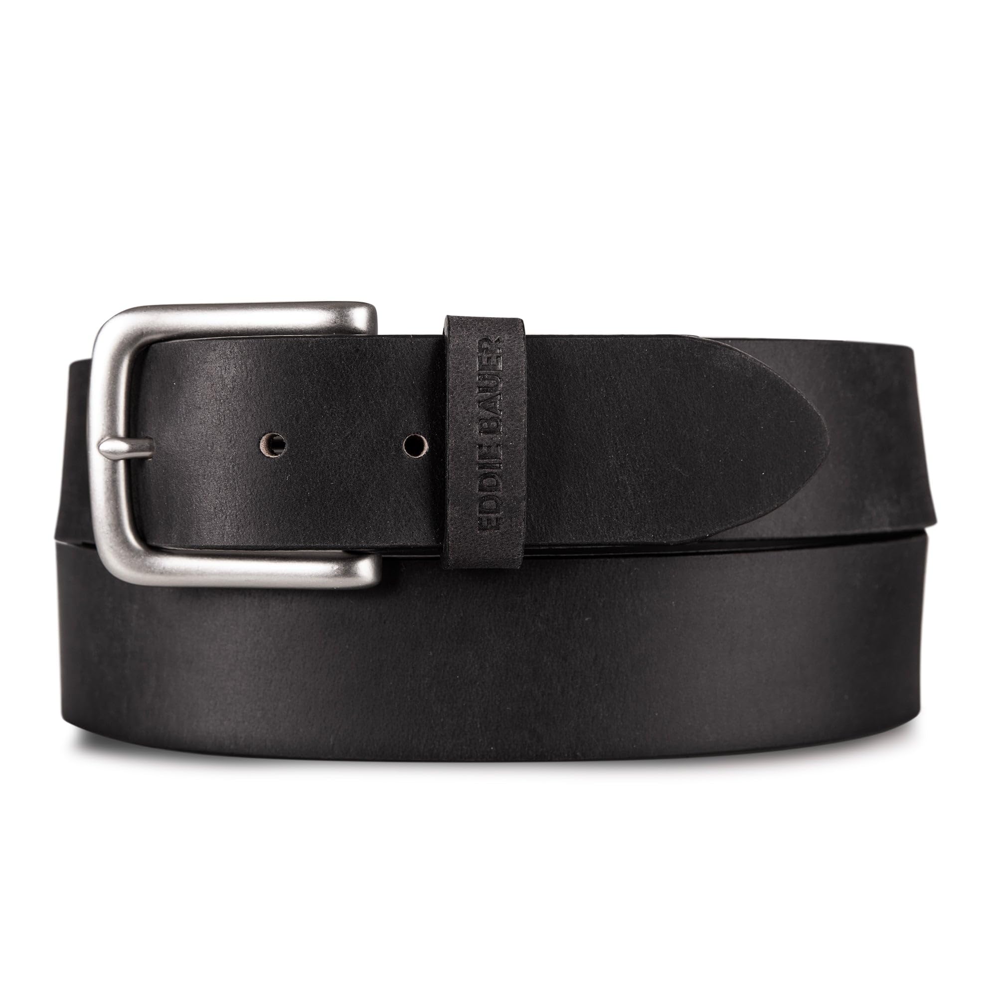 Eddie Bauer mens Casual Leather Belt With Metal Buckle