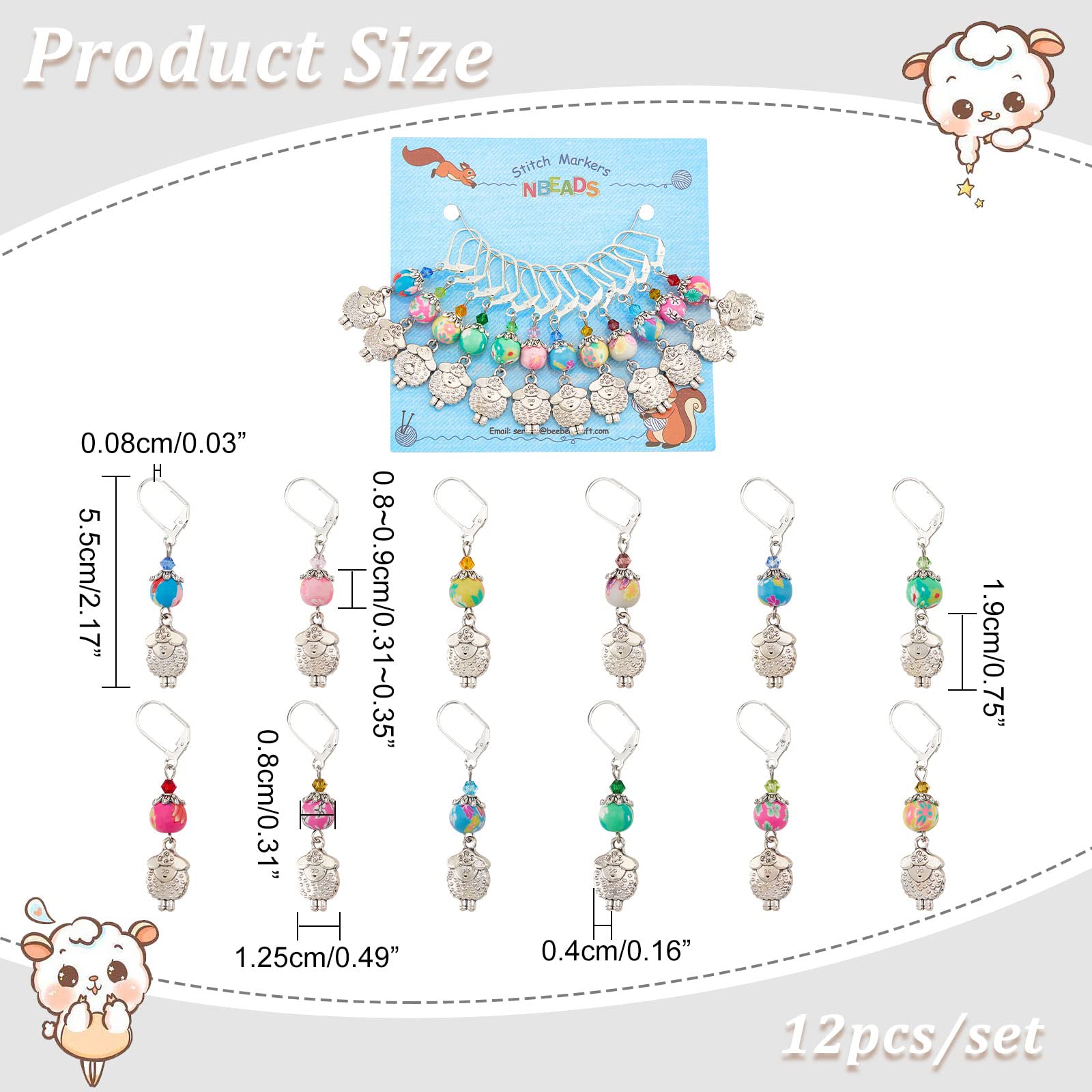 Kit Marqueurs Points Tricot Mouton - 12 Pièces Avec Bouchons Aiguille