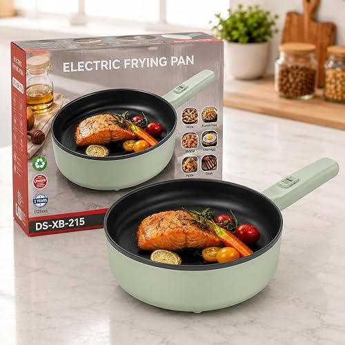 DS-XB-215 28cm Electric Frying Pan, Non-Stick Electric Skillet With Adjustable Temperature Control, Even Heat Distribution & Easy Cleaning For Eggs, Steak, Pasta, Pizza & More