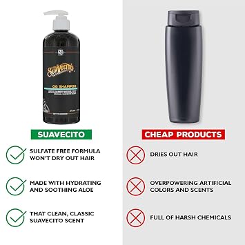 Suavecito OG Shampoo 16 oz Pump Bottle Original Scent - Gently Cleanses Hair, Hydrates and Soothes with Aloe, Works On All Hair Types and Textures - Restores Shine & Luster - Sulfate Free