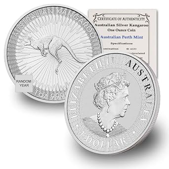 2015 - Present Random Year 1 oz Australian Silver Kangaroo Coin Brilliant Uncirculated with Certificate of Authenticity $1 Seller BU