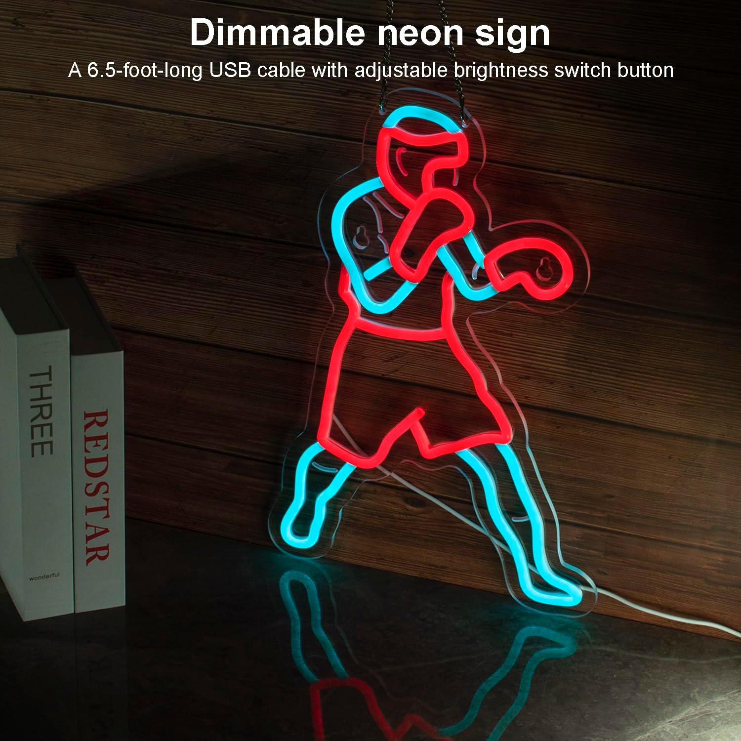 Boxing Neon Signs for Wall Decor,LED Neon Light, Dimmable USB Powered,Wall Decoration for Man Cave Arean Gym Party Home Gym Fitness Club,Gift for Boxing Fans Men,16.2 * 10.8 Inch