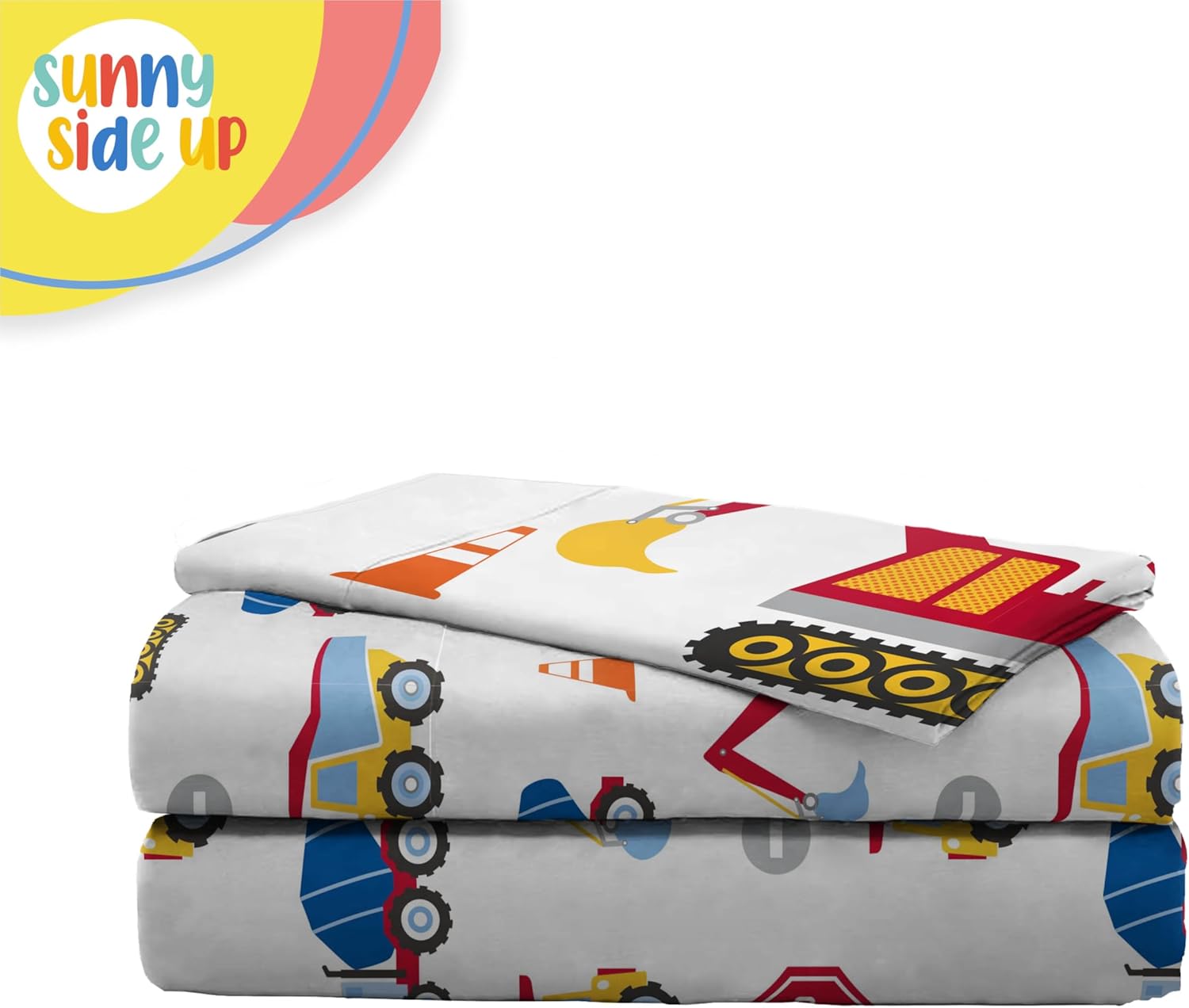 Sunny Side Up Construction Zone Toddler Sheet Set - 3 Piece Toddler Bedding Set Includes Pillow Cover - Super Soft Trucks Microfiber Sheets