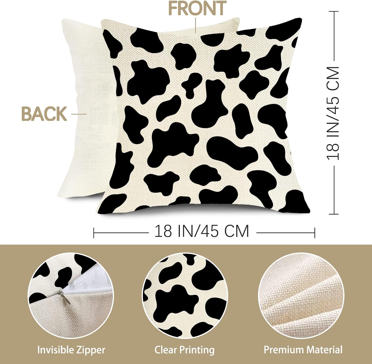 Animal Print Decorative Throw Pillow Covers 18 x 18 Set of 4 image 2