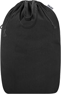 Canvas Laundry Bags with Handles & Square Base 13.8"Wx13.8"Dx27.6"H, Black | Large Heavy Duty Laundry Hamper Bag, Washable Drawstring Dirty Clothes Sack for College Dorm, Home Storage