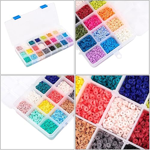 Miniatura 8 de PH PandaHall 9120 cuentas de arcilla Heishi, cuentas de disco de vinilo de 0.157 pulgadas, 24 colores, cuentas de arcilla polimérica, cuentas planas
