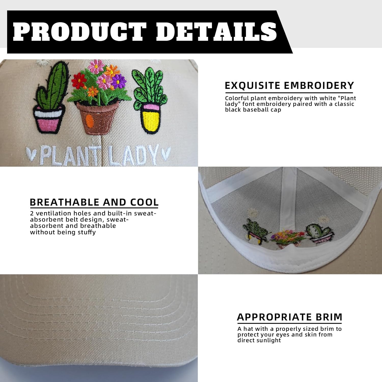 Gardening Hat for Gardening Gifts for Women Adjustable Embroidered Baseball Cap for Gardeners Women or Wife Mom - Image 3