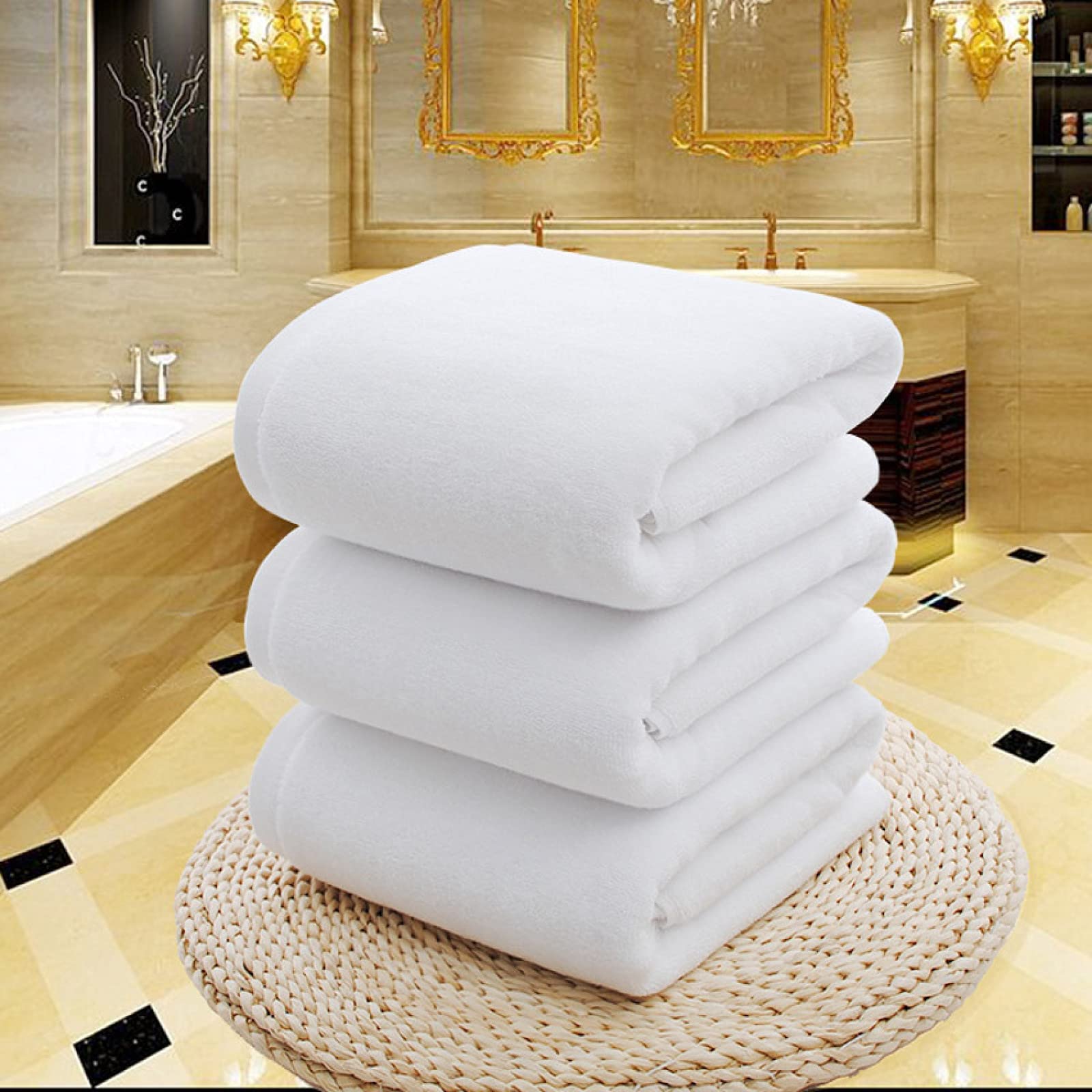 Serviette de bain 80x180 cm blanc grand drap pur coton 800g pour hôtel