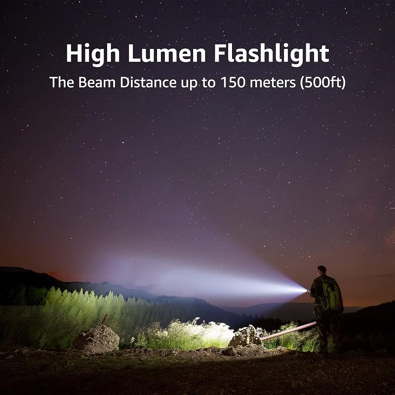 Lepro Bundle - 2 Items: Lighting Ever LED Flashlights High Lumens, 2 Packs & LED Rechargeable Camping Lantern, 7 White & RGB Light Modes, 2 Packs